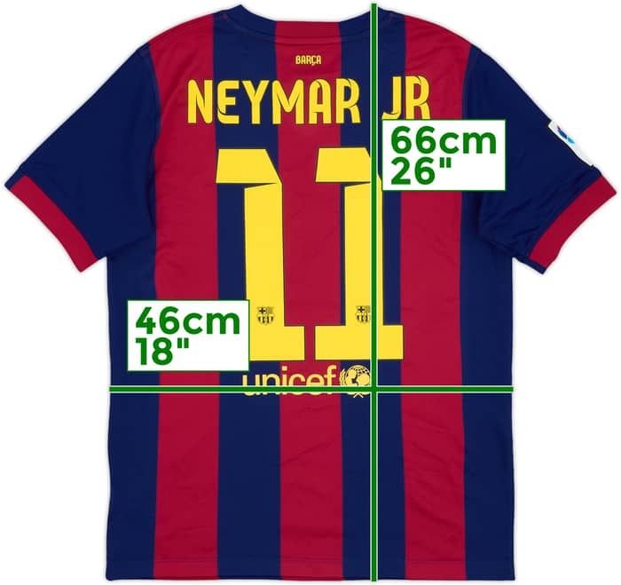 2014-15 Barcelona Home Shirt Neymar Jr #11 - 9/10 - (XL.Boys)