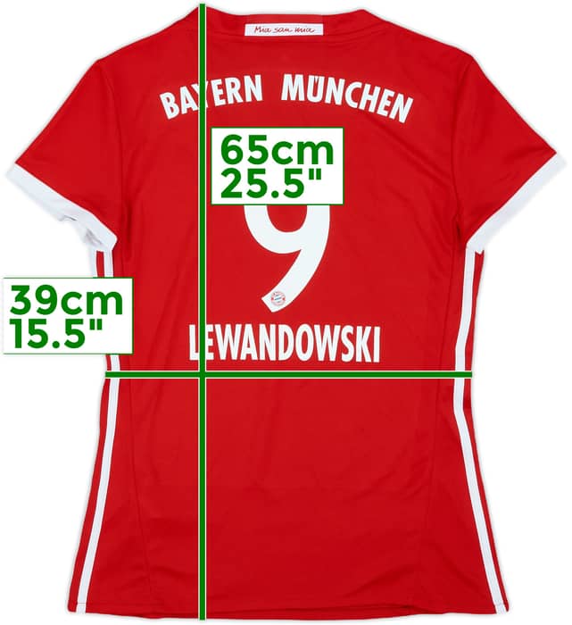 2016-17 Bayern Munich Home Shirt Lewandowski #9 - 7/10 - (Women's M)