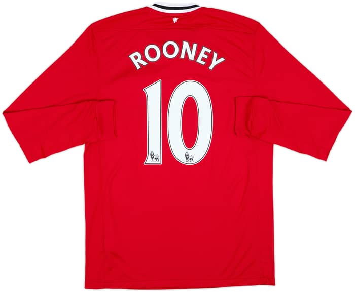 2011-12 Manchester United Home L/S Shirt Rooney #10 - 8/10 - (L)