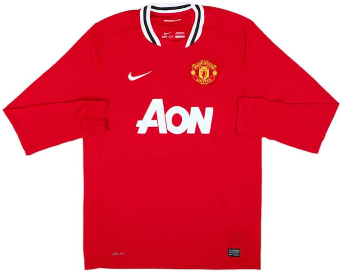 2011-12 Manchester United Home L/S Shirt Rooney #10 - 8/10 - (L)