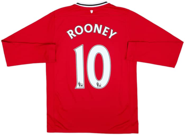 2011-12 Manchester United Home L/S Shirt Rooney #10 - 7/10 - (XL.Boys)