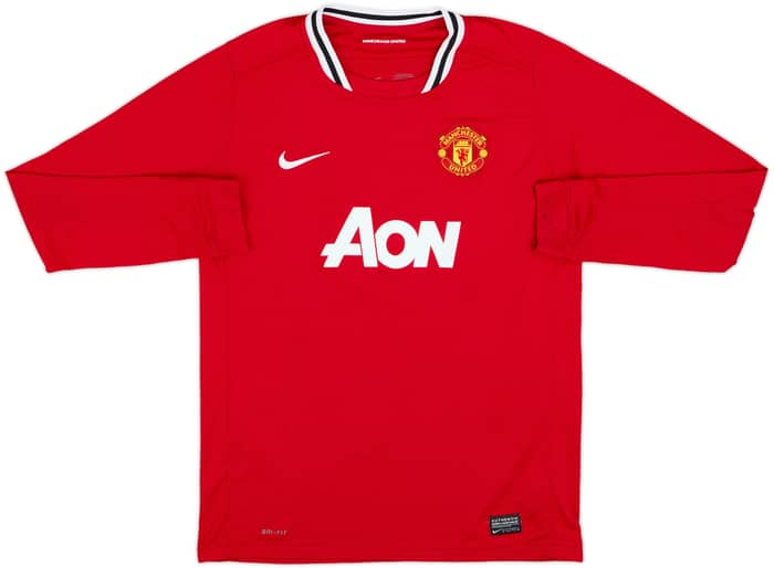 2011-12 Manchester United Home L/S Shirt Rooney #10 - 7/10 - (XL.Boys)
