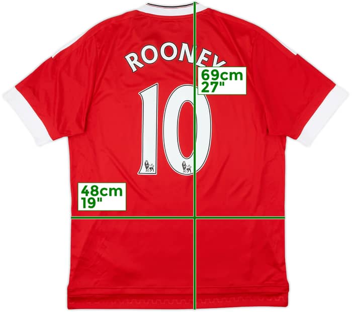2015-16 Manchester United Home Shirt Rooney #10 - 8/10 - (L)