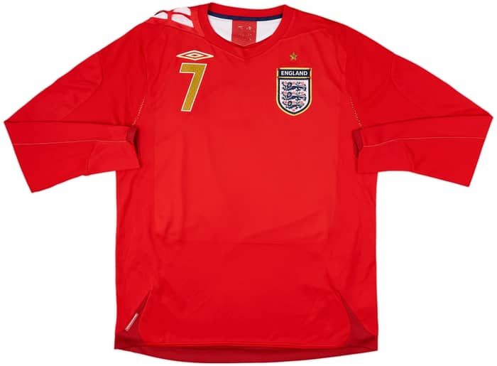 2006-08 England Away L/S Shirt Beckham #7 - 6/10 - (XL)