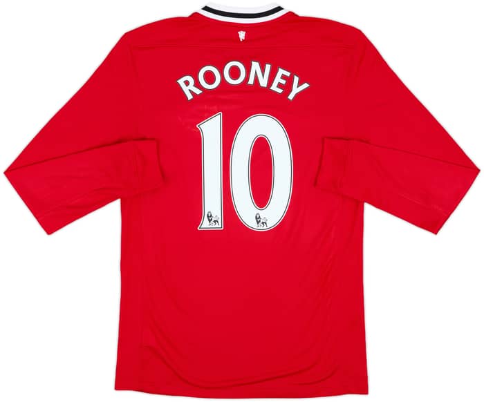 2011-12 Manchester United Home L/S Shirt Rooney #10 - 8/10 - (M)