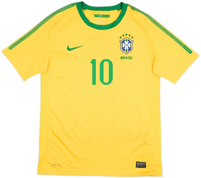 2010-11 Brazil Home Shirt Ronaldinho #10 - 8/10 - (XL.Boys)