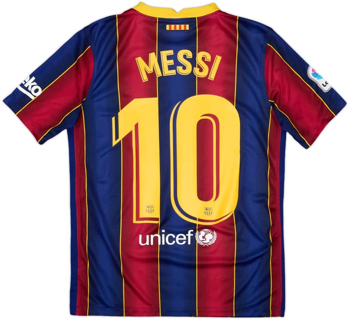 2020-21 Barcelona Home Shirt Messi #10 - 7/10 - (XL.Boys)