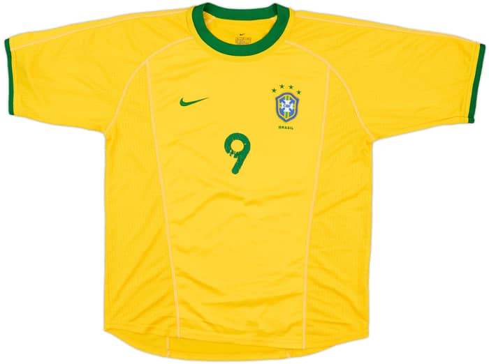 2000-02 Brazil Home Shirt Ronaldo #9 - 6/10 - (XL.Boys)
