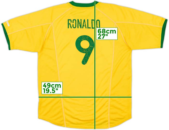 2000-02 Brazil Home Shirt Ronaldo #9 - 6/10 - (XL.Boys)