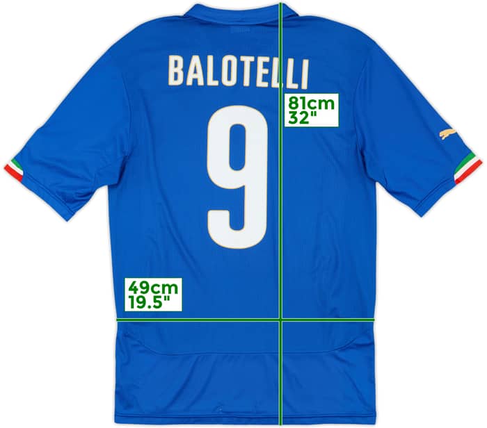 2014-15 Italy Home Shirt Balotelli #9 - 9/10 - (L)