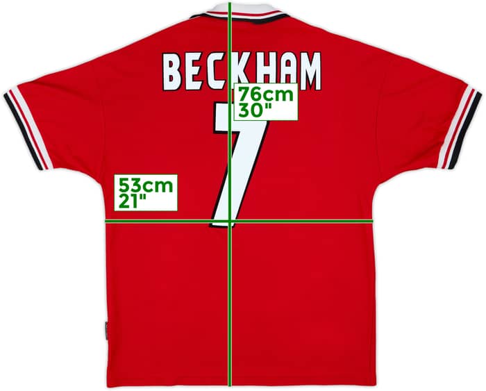 1998-00 Manchester United Home Shirt Beckham #7 - 8/10 - (L)
