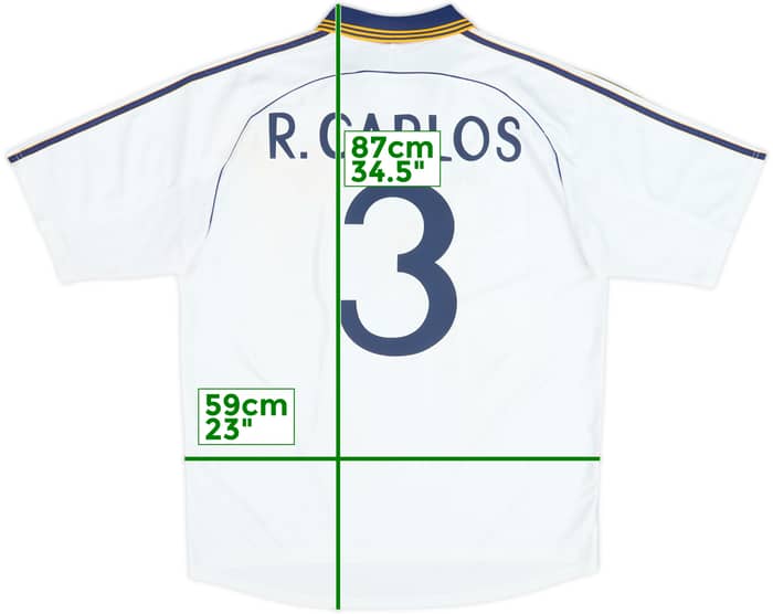 1998-00 Real Madrid Home Shirt R.Carlos #3 - 7/10 - (XL)
