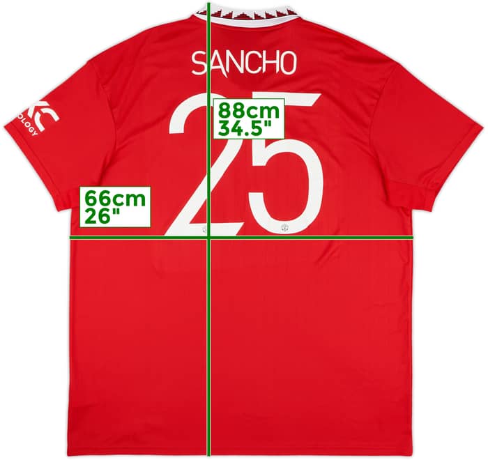 2022-23 Manchester United Home Shirt Sancho #25 - 7/10 - (XXL)