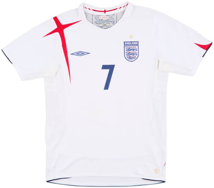 2005-07 England Home Shirt Beckham #7 - 7/10 - (S)