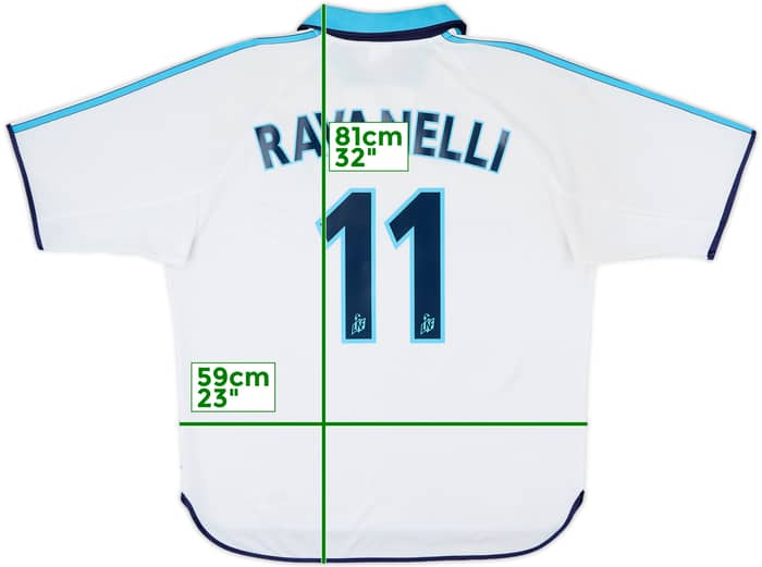 1999-00 Olympique Marseille Home Shirt Ravanelli #11 - 7/10 - (L)
