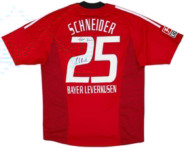 2002-04 Bayer Leverkusen Signed Home Shirt Schneider #25 - 7/10 - (M)