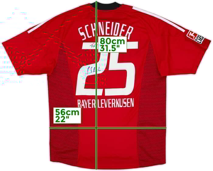 2002-04 Bayer Leverkusen Signed Home Shirt Schneider #25 - 7/10 - (M)