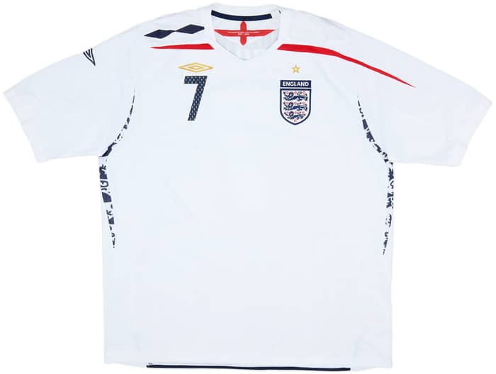 2007-09 England Home Shirt Beckham #7 - 8/10 - (3XL)