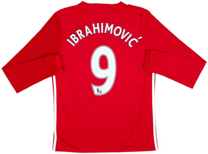 2016-17 Manchester United Home L/S Shirt Ibrahimovic #9 - 8/10 - (XL.Boys)