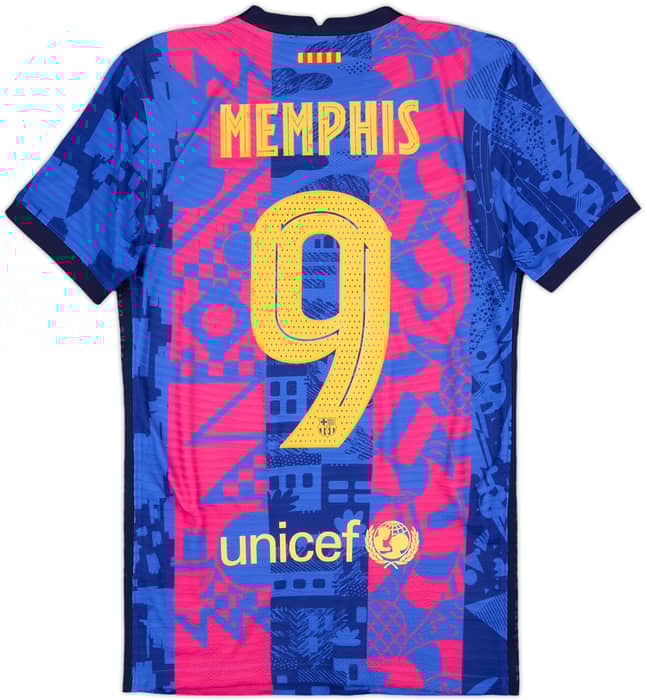 2021-22 Barcelona Authentic Third Shirt Memphis #9 - 10/10 - (XS)