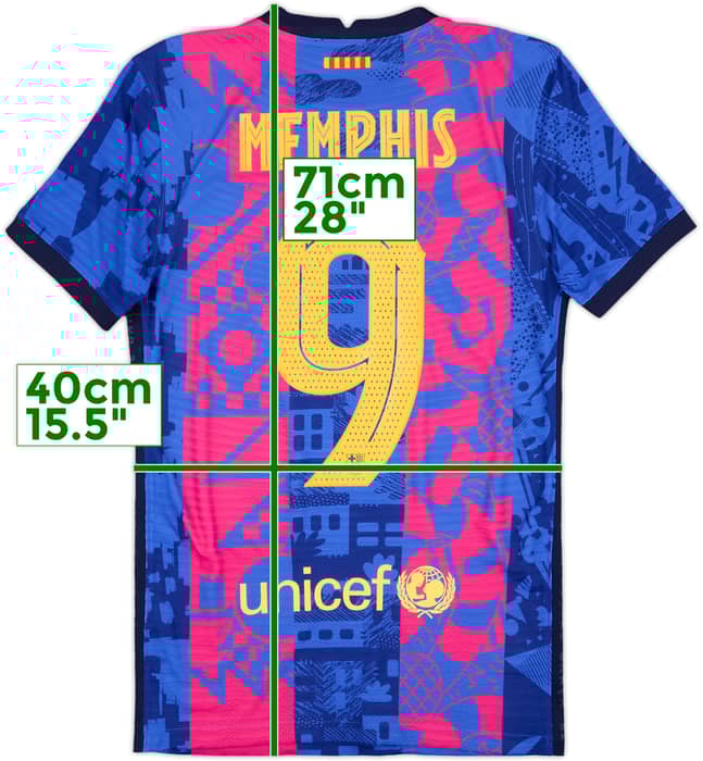 2021-22 Barcelona Authentic Third Shirt Memphis #9 - 10/10 - (XS)