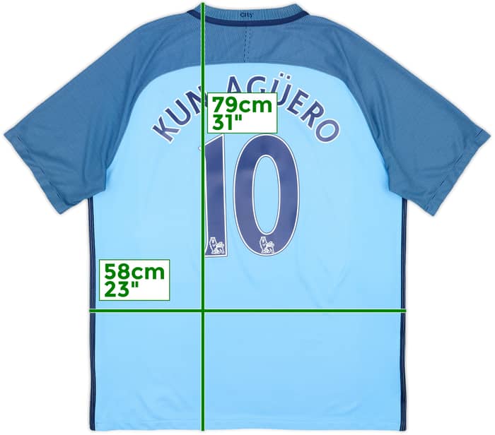 2016-17 Manchester City Home Shirt Kun Aguero #10 - 7/10 - (XL)