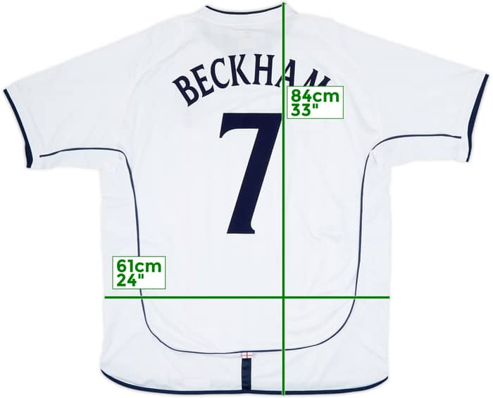 2001-03 England Home Shirt Beckham #7 - 7/10 - (XXL)