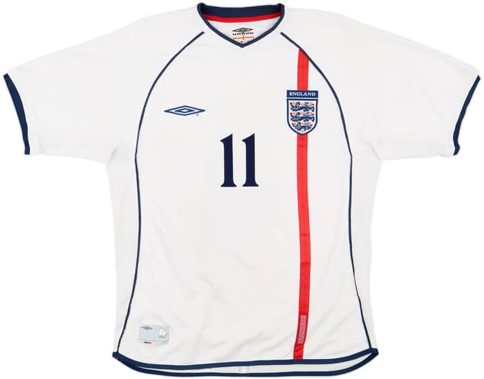 2001-03 England Home Shirt Heskey #11 - 8/10 - (M)