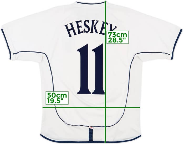 2001-03 England Home Shirt Heskey #11 - 8/10 - (M)