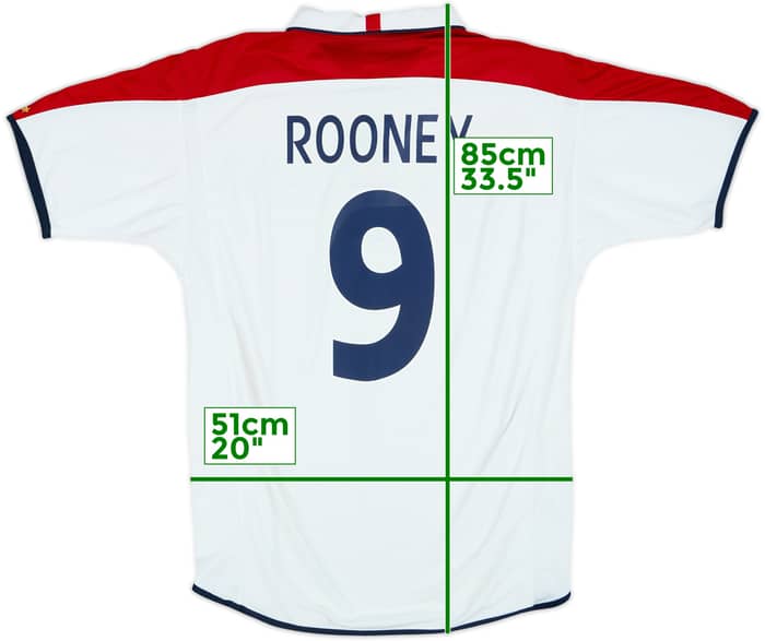 2003-05 England Home Shirt Rooney #9 - 7/10 - (XL)