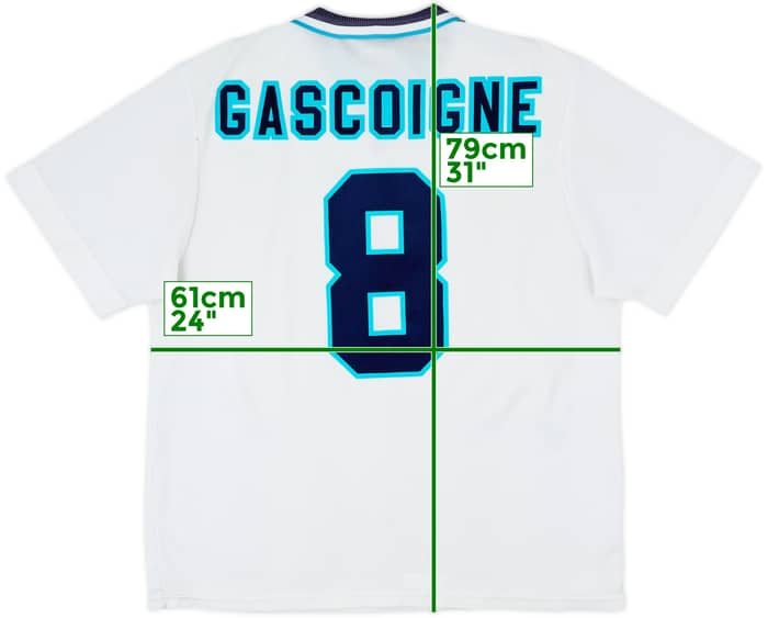 1995-97 England Home Shirt Gascoigne #8 - 7/10 - (XXL)
