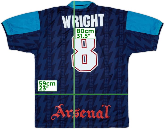 1994-95 Arsenal Away Shirt Wright #8 - 8/10 - (XL)