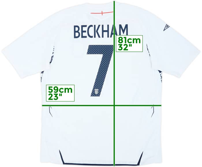 2007-09 England Home Shirt Beckham #7 - 5/10 - (XL)