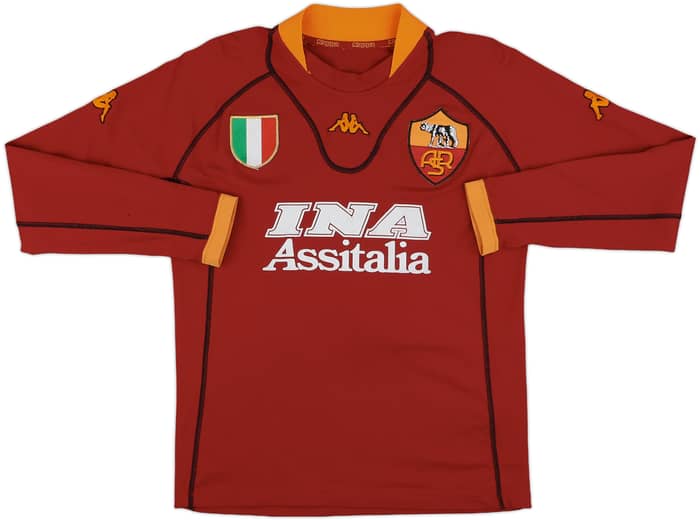 2001-02 Roma Home L/S Shirt Totti #10 - 6/10 - (S)