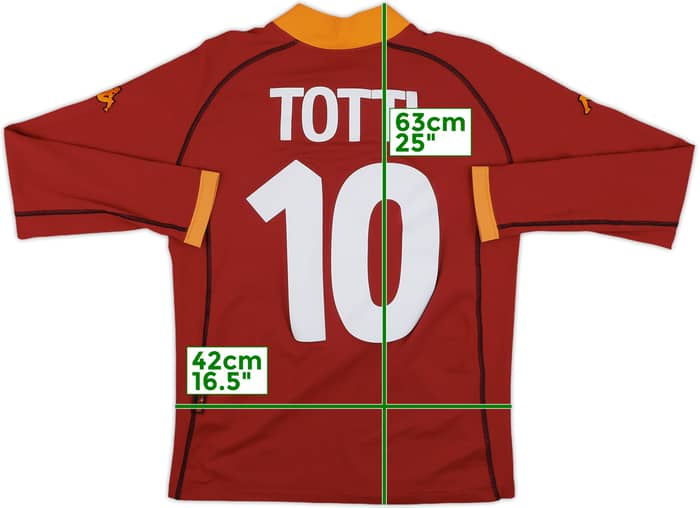 2001-02 Roma Home L/S Shirt Totti #10 - 6/10 - (S)