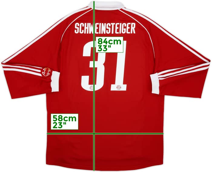 2006-07 Bayern Munich Player Issue Home L/S Shirt Schweinsteiger #31 - 6/10 - (XL)