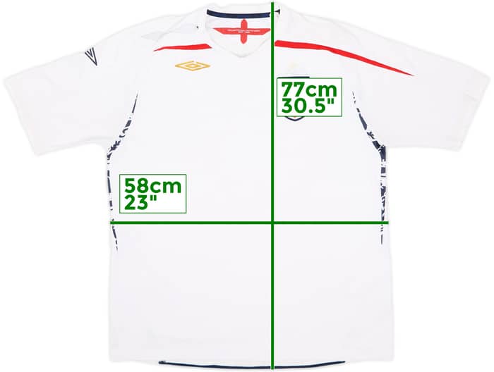 2007-09 Inglaterra Local Camiseta - 5/10 - (XXL)