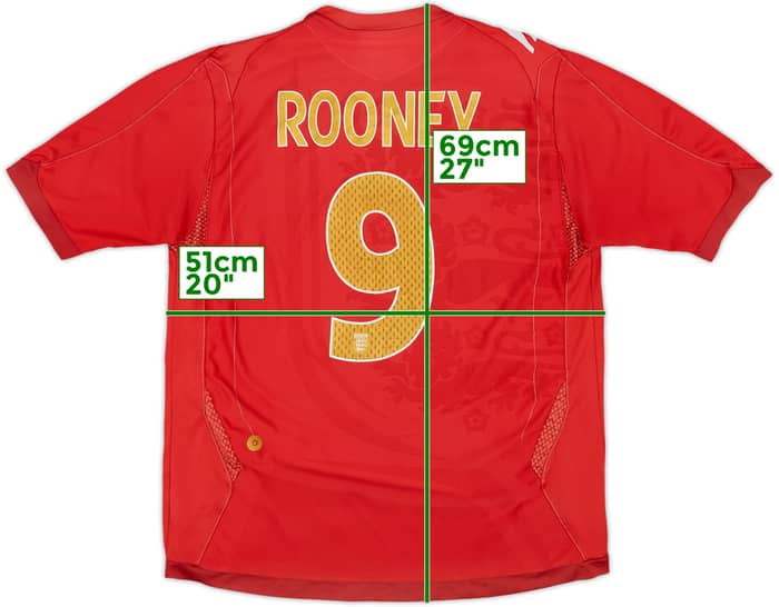 2006-08 England Away Shirt Rooney #9 - 6/10 - (M)
