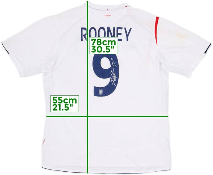 2005-07 England Signed Home Shirt Rooney #9 (XL)