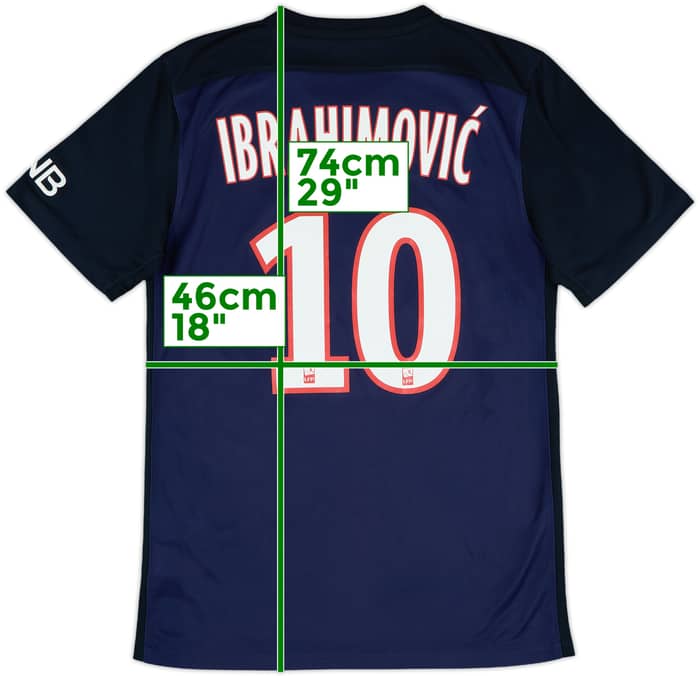 2015-16 Paris Saint-Germain Home Shirt Ibrahimovic #10 - 7/10 - (S)