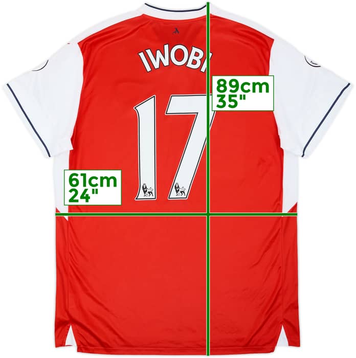 2016-17 Arsenal Home Shirt Iwobi #17 - 6/10 - (XXL)