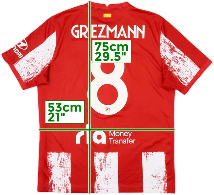 2021-22 Atletico Madrid Home Shirt Griezmann #8 - 8/10 - (L)