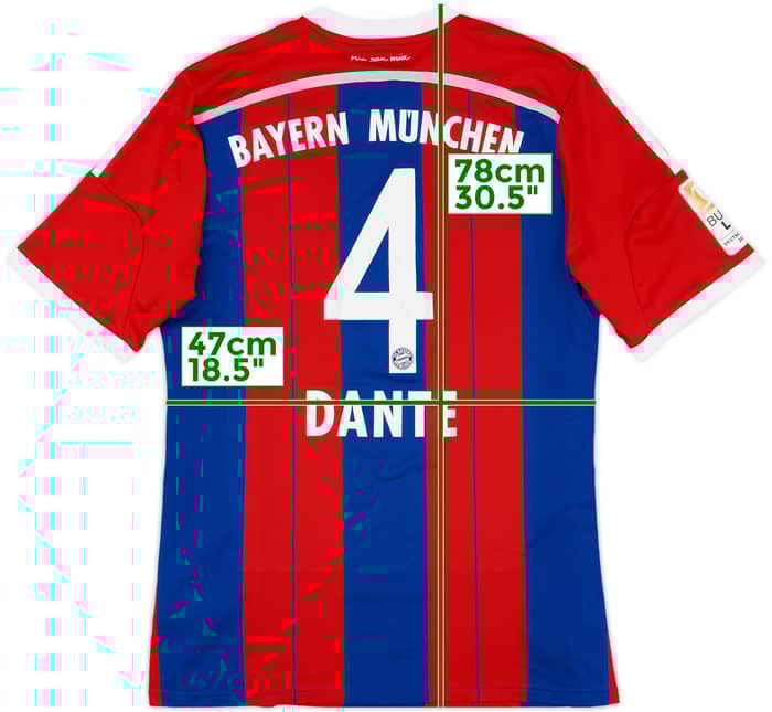 2014-15 Bayern Munich Home Shirt Dante #4 - 7/10 - (L)