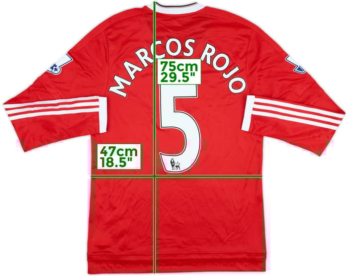 2015-16 Manchester United Match L/S Issue Home Shirt Marcos Rojo #5