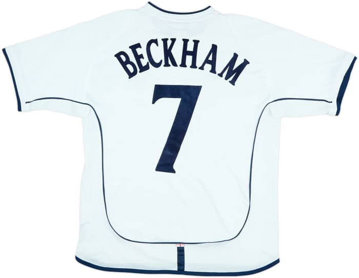 2001-03 England Signed Home Shirt Beckham #7