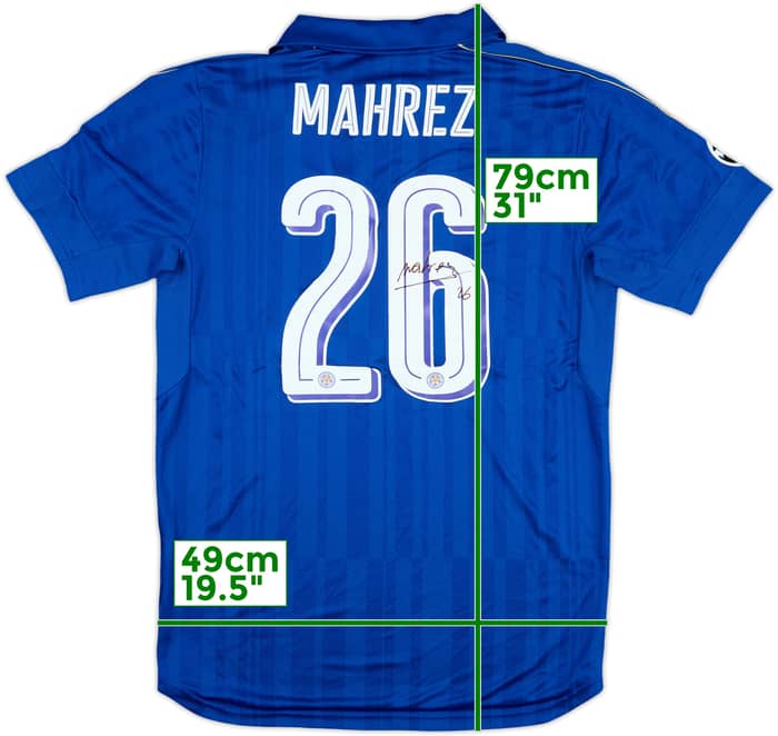 2016-17 Leicester Match Issue Signed Champions League Home Shirt Mahrez #26