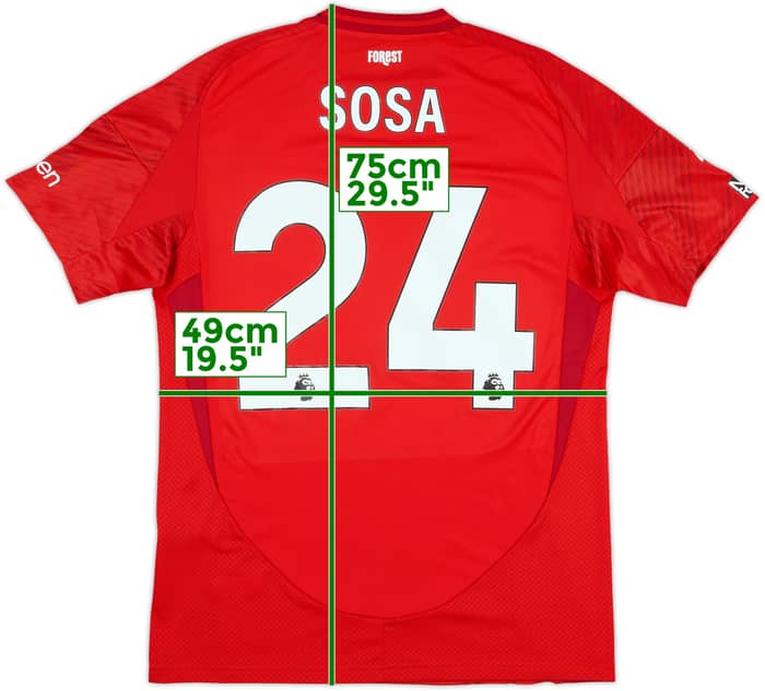 2024-25 Nottingham Forest Match Issue Home Shirt Sosa #24