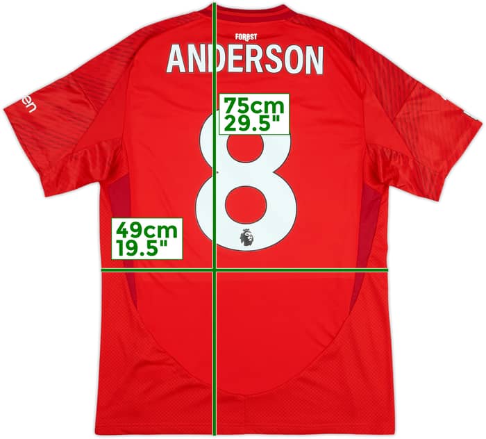 2024-25 Nottingham Forest Match Issue Home Shirt Anderson #8
