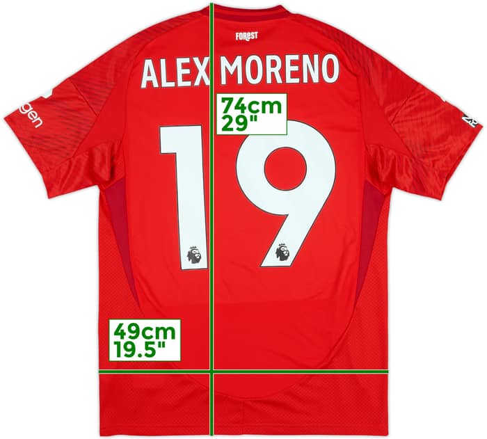 2024-25 Nottingham Forest Match Issue Home Shirt Alex Moreno #19