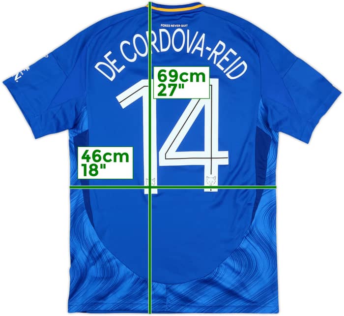 2024-25 Leicester Match Issue Carabao Cup Home Shirt De Cordova-Reid #14